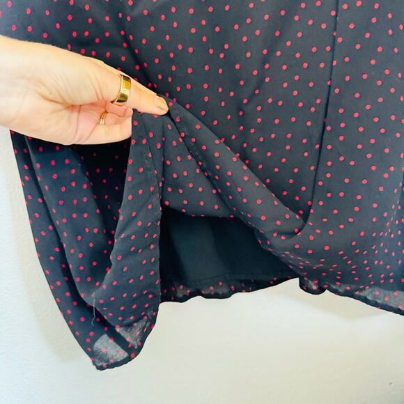 REFORMATION Black Red Mayra Polka Dot Long Sleeve LBD Party Retro Mini Dress 10 - Picture 11 of 13